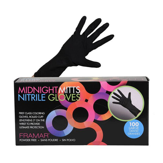 White Smoke Framar Midnight Mitts Nitrile Gloves  - Large 100 Count