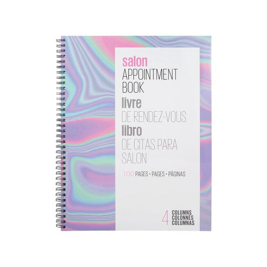 Lavender Salon Care 4-Column, 100 Page Appointment Book