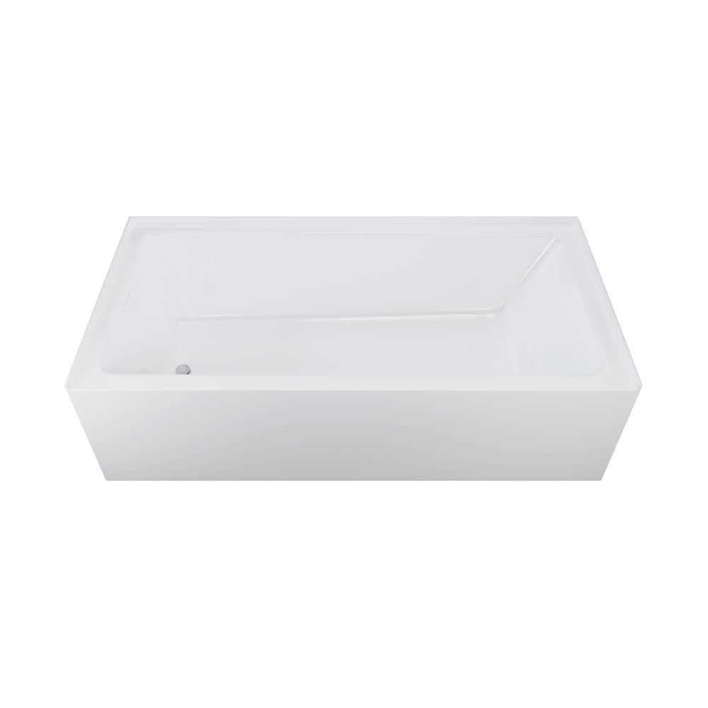 Lavender Swiss Madison Voltaire 72 x 36 Skirted Left Drain Soaking Alcove Bathtub in Glossy White, Drain Included