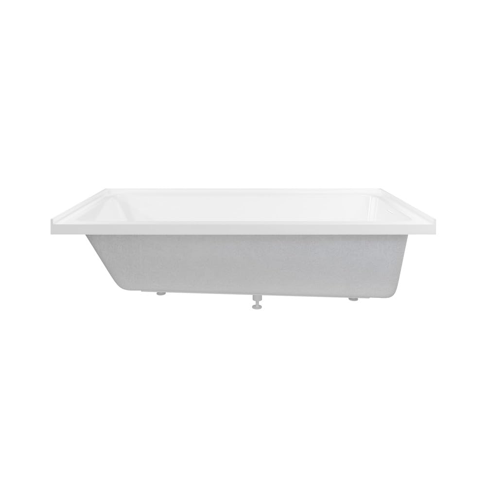 Gray Swiss Madison Voltaire 72 x 36 Right Drain Soaking Alcove Bathtub in Glossy White with Integrated Armrest