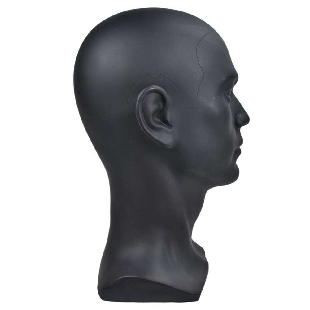 White Smoke Ba Sha PVC Mannequin Head Black Male Manikin Dummy Stand Model Display Hat Scarf Wigs Hair Glasses Hat Beauty Styling Tool with Mount Hole