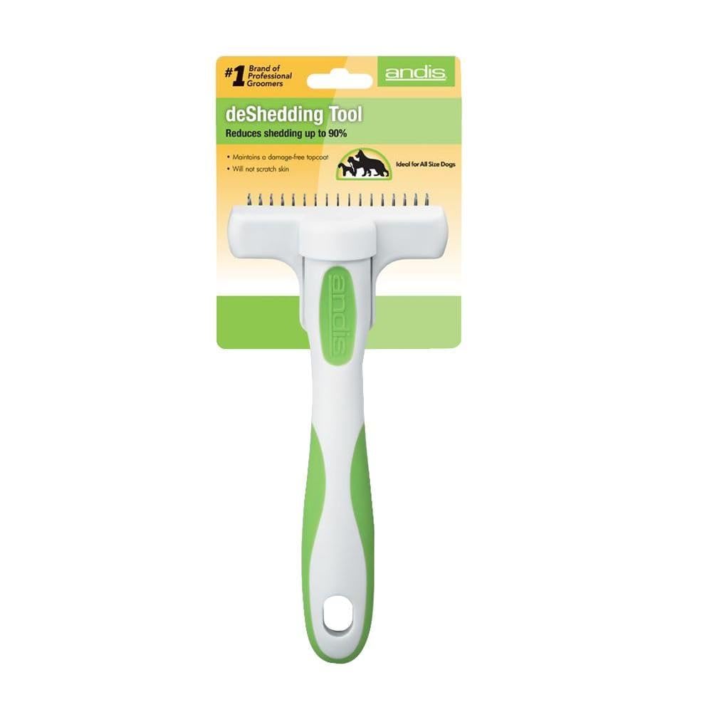 White Smoke Andis 65760 Deshedding Tool for Cats & Dogs - Reduces Shedding up to 90% - Quick & Clean Grooming - Skin-Friendly Dematting brush with Non-Slip Rubber Handles