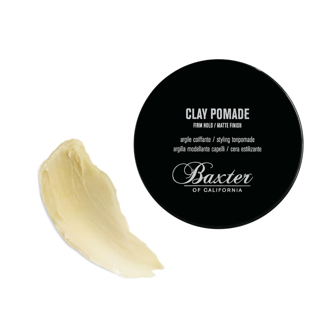 White Smoke Baxter of California Clay Pomade, Strong Hold Matte Hair Clay for Men, Texturizing & Thickening Pomade for Natural Definition and All-Day Control, 2 Ounce