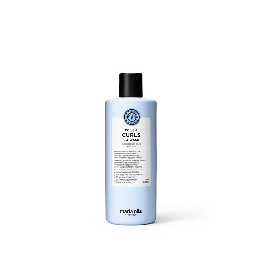 White Smoke Maria Nila Coils & Curls Co-Wash, 11.8 Fl Oz, For Curly & Wavy Hair, Jojoba oil to Stay Hydrated while Washing, Shea butter for Curl Enhancement, 100% Vegan