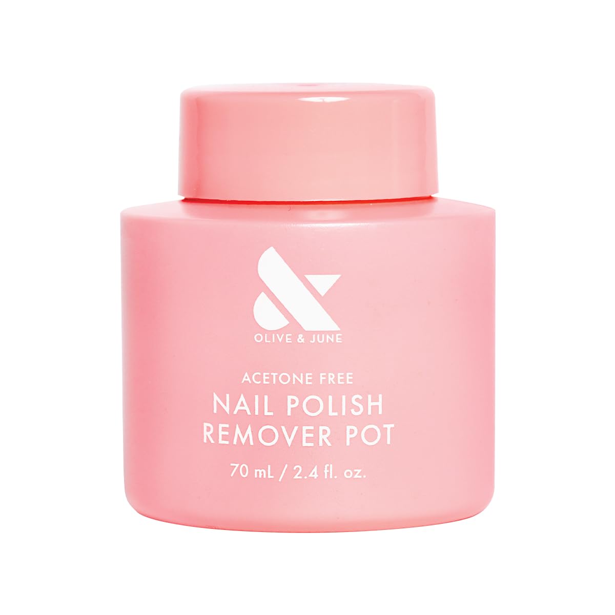 Pink Olive & June Polish Remover Pot | Acetone-Free Nail Polish Remover with Sponge Lid for Mani + Pedi | No-Mess, Gentle & Effective Formula | Non Acetone | Vegan & Cruelty-Free | 70mL