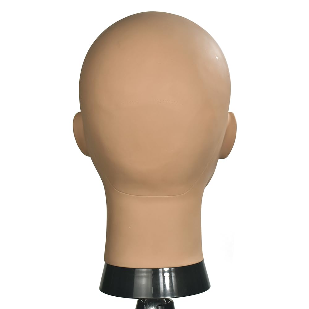 White Smoke CAZSYSDD Bald Mannequin Head Beige Female Professional Cosmetology Manikin Doll head for Wigs Making Wig Display Hat Display Glasses Display with Free Clamp (Afro)
