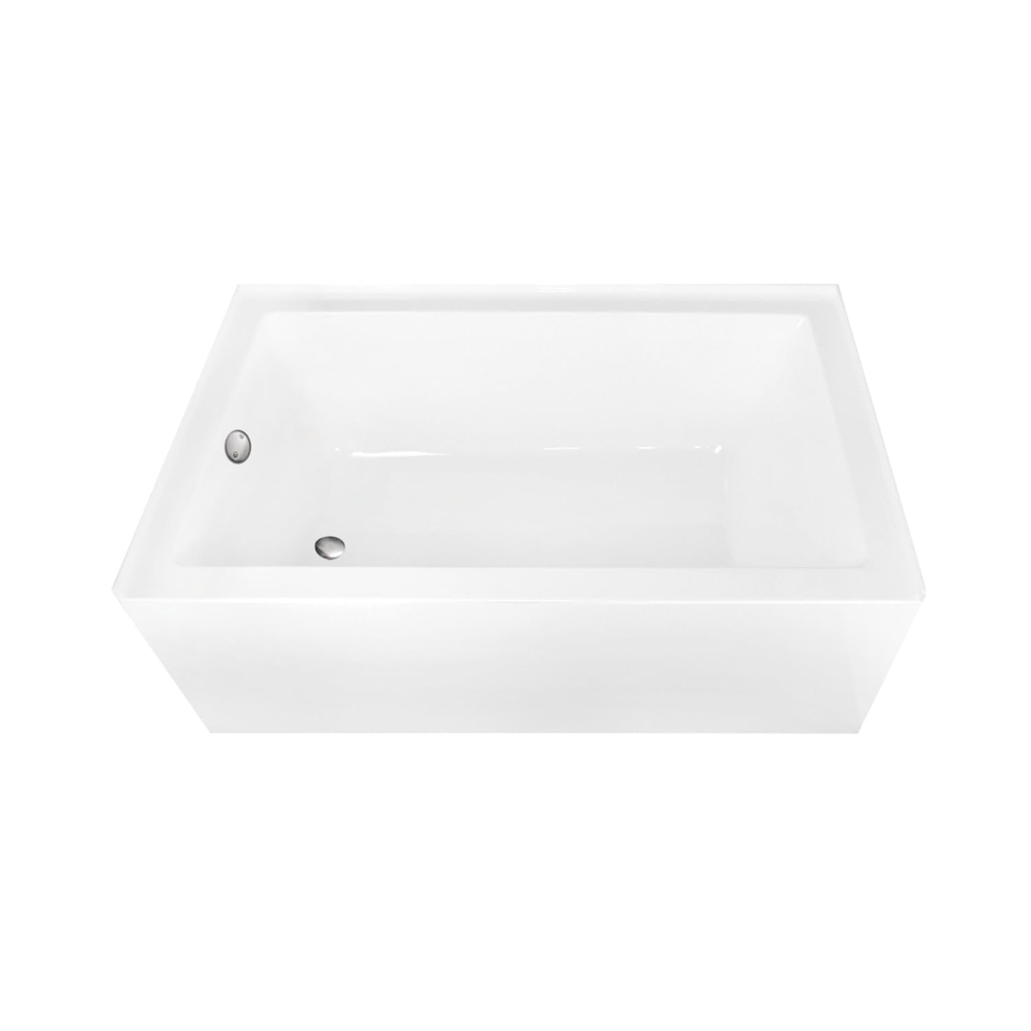 Lavender Aqua Eden CVTAP603622L8 60" Acrylic Rectangular 3-Wall Alcove Tub, Left Hand Drain, Glossy White/Brushed Nickel