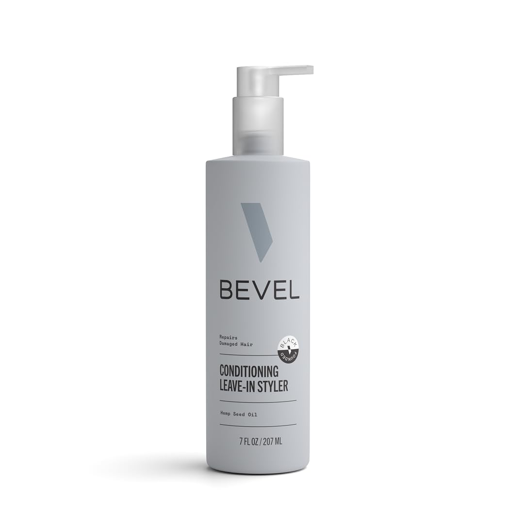 White Smoke Bevel Leave In Conditioner for Men - Curly Hair Conditioner with Hemp Seed Oil and Biotin, Detangles Moisturizes and Strengthens Hair, 7 Oz