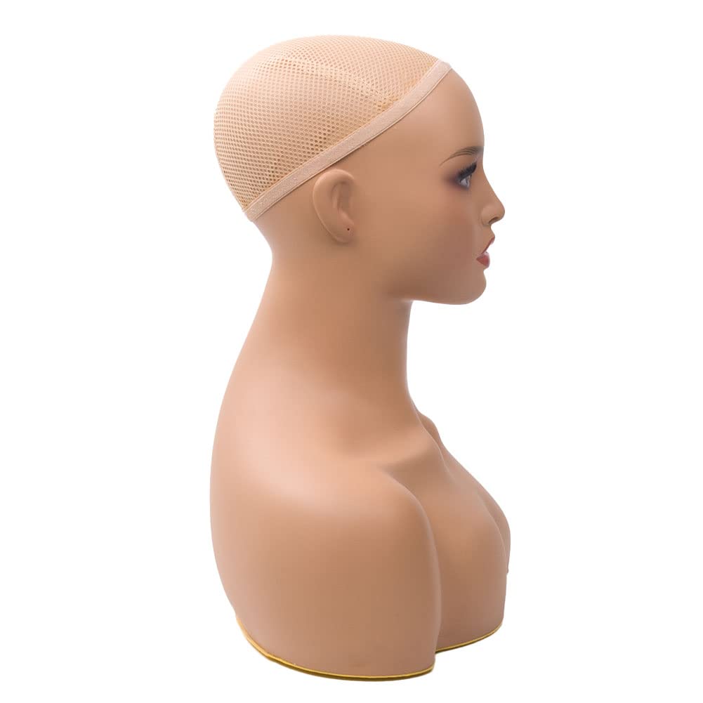 White Smoke JINGFA Mannequin Head with Shoulder Display Manikin Head Bust for Wigs,Makeup,Beauty Accessories