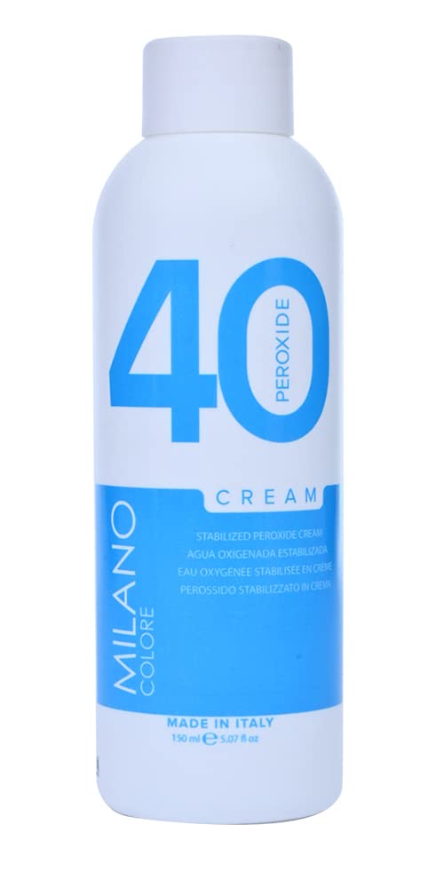 Dodger Blue Milano Care Hydrogen Peroxide Developer - Stabilized Professional Salon Bleaching Cream for Consistent Hair Coloring, Volume 40, 5.03 fl oz/150 ml
