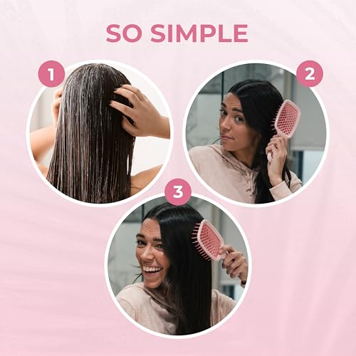 FHI Heat UNbrush Mini Detangler Brush for Pain-Free Brushing on All Wet or Dry Hair Types — Durable Duoflex Anti-Static Bristles, Lightweight Handle, Vented Mini Hair Brush, Peony Light Pink