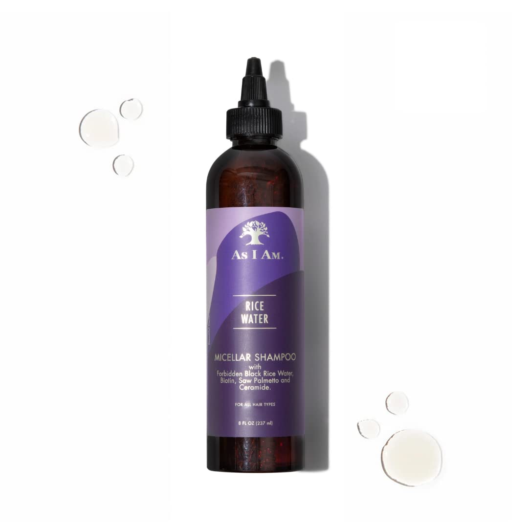 White Smoke As I Am Rice Water Shampoo 8 oz - with Forbidden Black Rice, Saw Palmetto, Biotin - Gentle Cleanser - Moisturizing - Vegan & Cruelty Free - Sulfate Free - Paraben Free - For All Hair Types