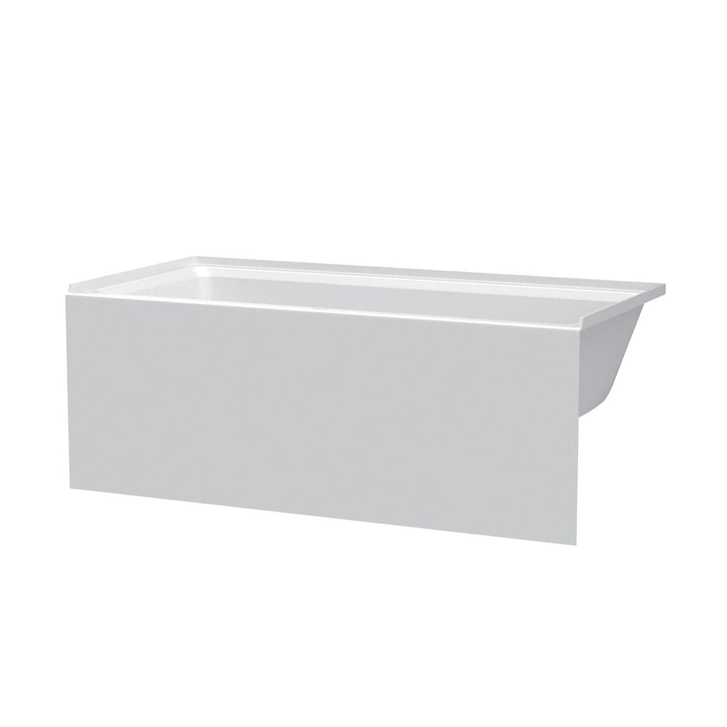 Gray Fine Fixtures Acrylic, Fiberglass Alcove Soaking Bathtub with Integral Apron Front - Drain Included (60" x 36", Right Hand, White)