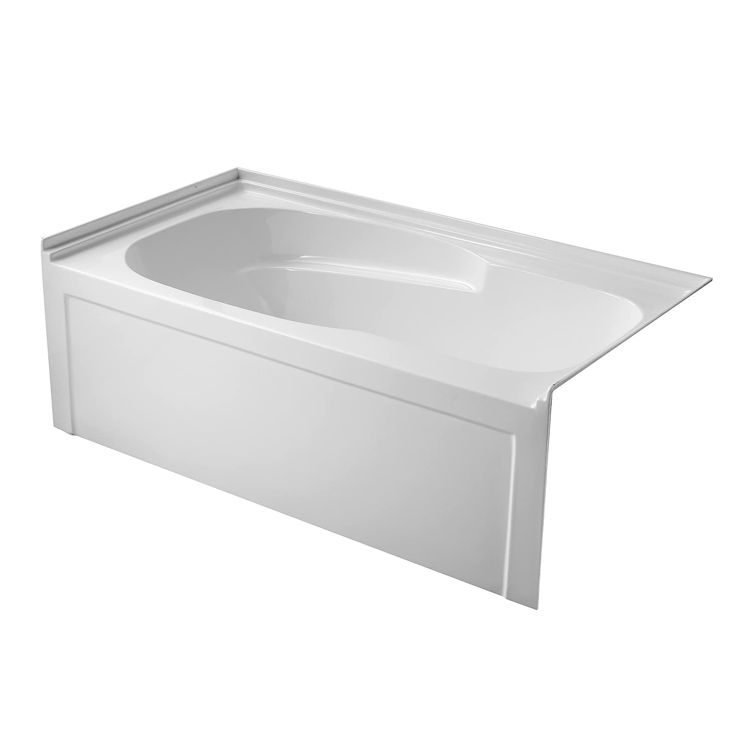 White Smoke Aqua Eden VTAM6031R21A 60-Inch Anti-Skid Acrylic 3-Wall Alcove Tub with Right Hand Drain Hole, White
