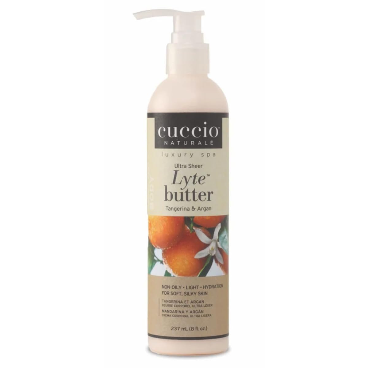 White Smoke Cuccio Naturale Lyte Ultra Sheer Body Butter, Tangerina & Argan – Lightweight 24-Hour Moisturizer for Dry Skin, 8 oz