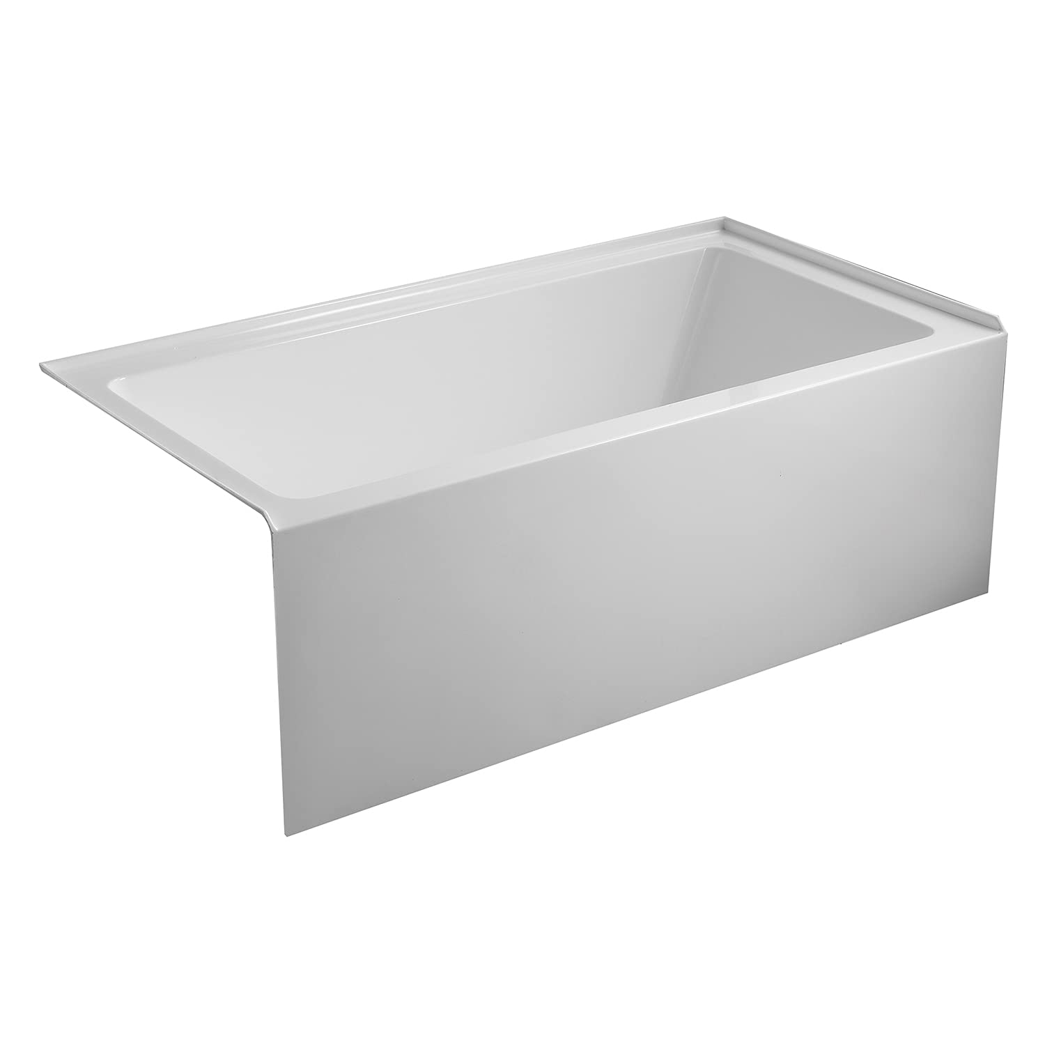 White Smoke Aqua Eden VTAP6032L22C 60-Inch Anti-Skid Acrylic 3-Wall Alcove Tub with Left Hand Drain Hole, White