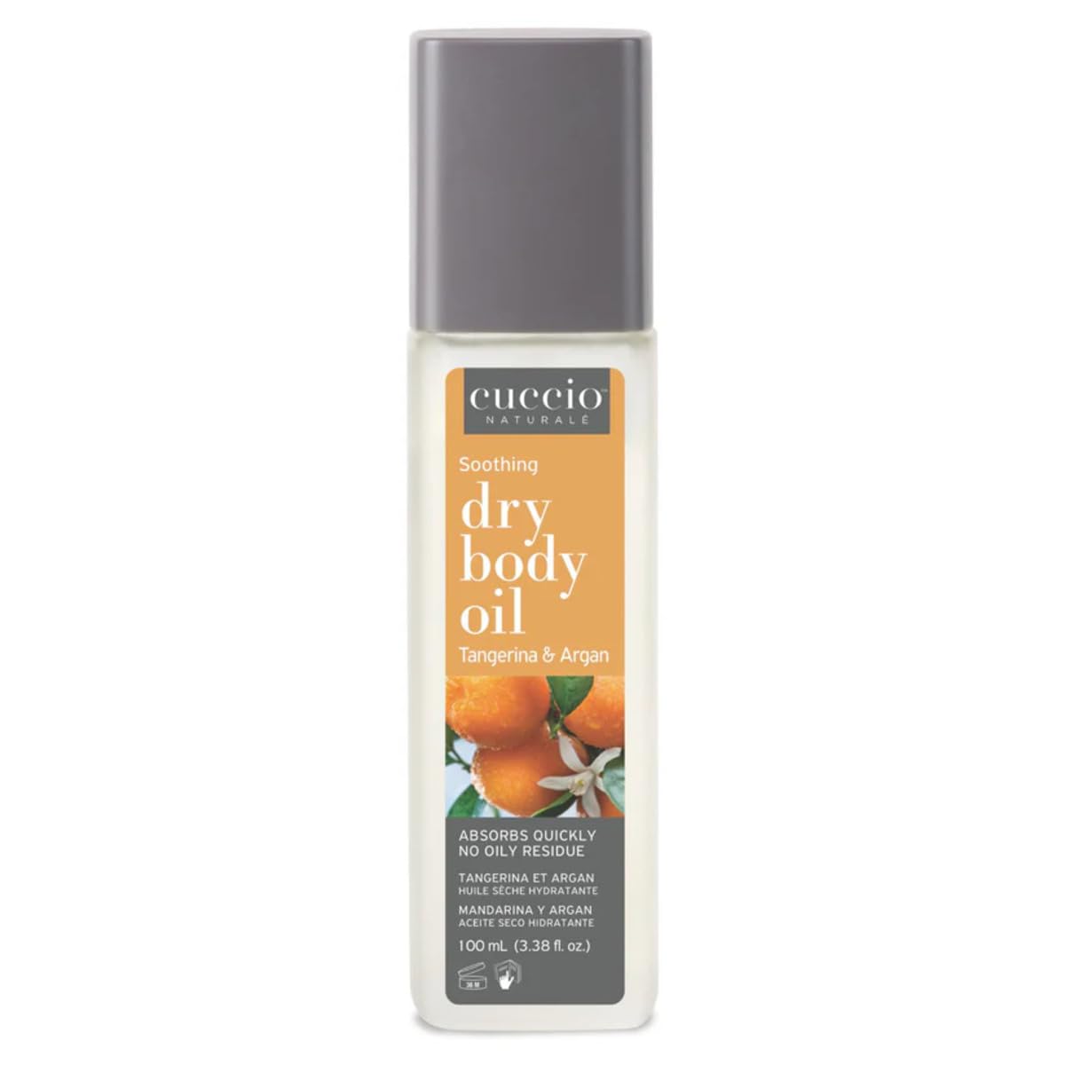 Dim Gray Cuccio Naturale Hydrating Dry Body Oil - Tangerine & Argan - Lightweight Non-Greasy Moisturizer for Soft, Nourished Skin, 3.38 fl oz
