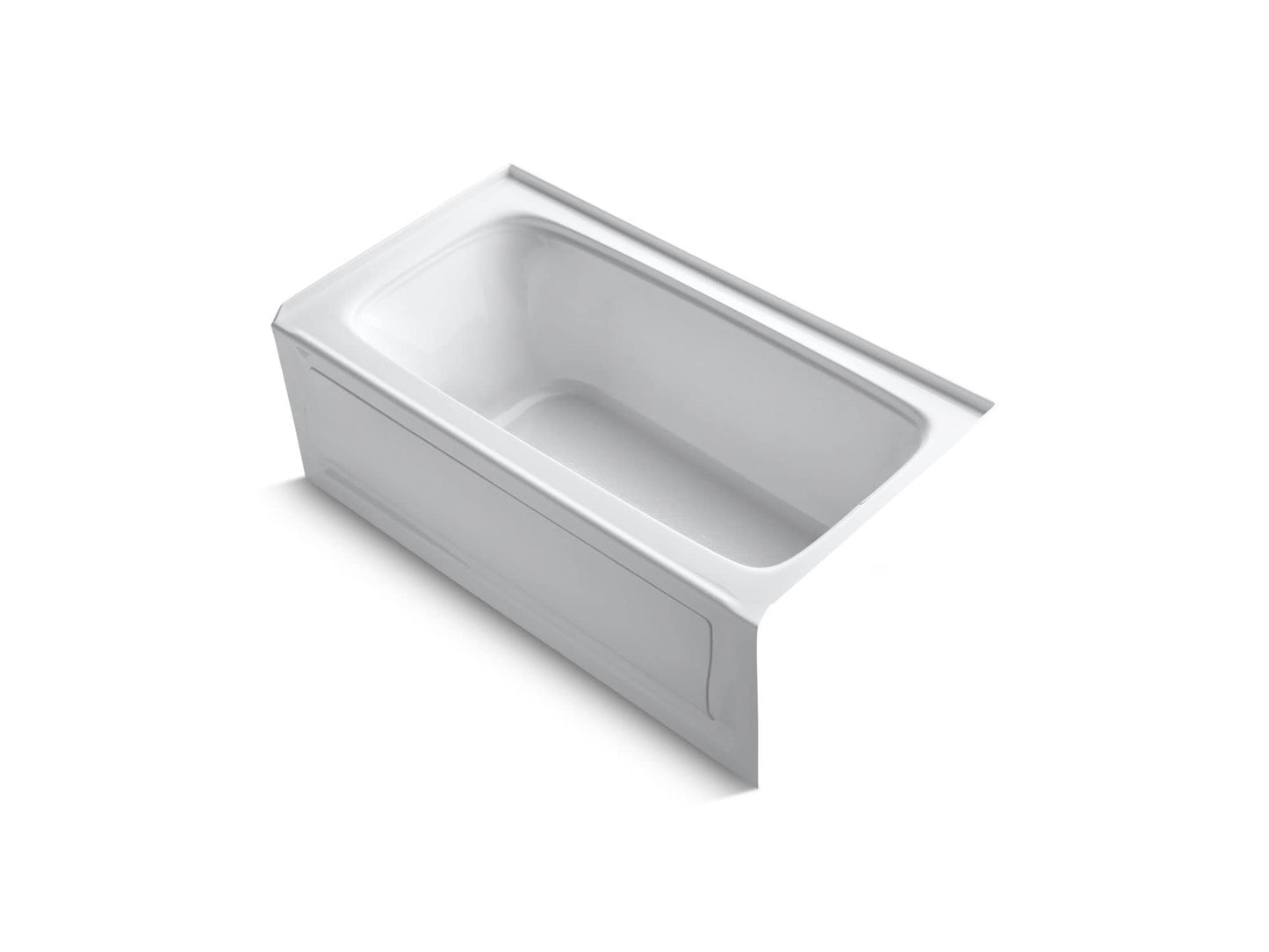 White Smoke KOHLER 1150-RA-0 Bancroft 60" x 32" Acrylic Alcove Bathtub with Integral Flange and Right Hand Drain, Integral Apron, White