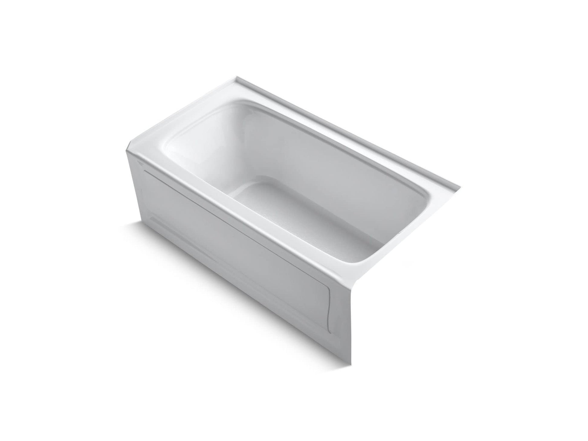 White Smoke KOHLER 1150-RA-0 Bancroft 60" x 32" Acrylic Alcove Bathtub with Integral Flange and Right Hand Drain, Integral Apron, White