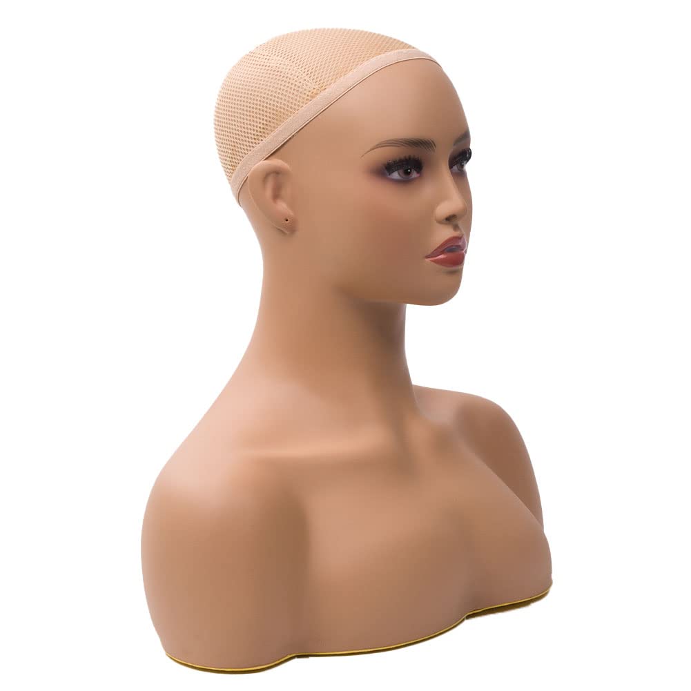 White Smoke JINGFA Mannequin Head with Shoulder Display Manikin Head Bust for Wigs,Makeup,Beauty Accessories