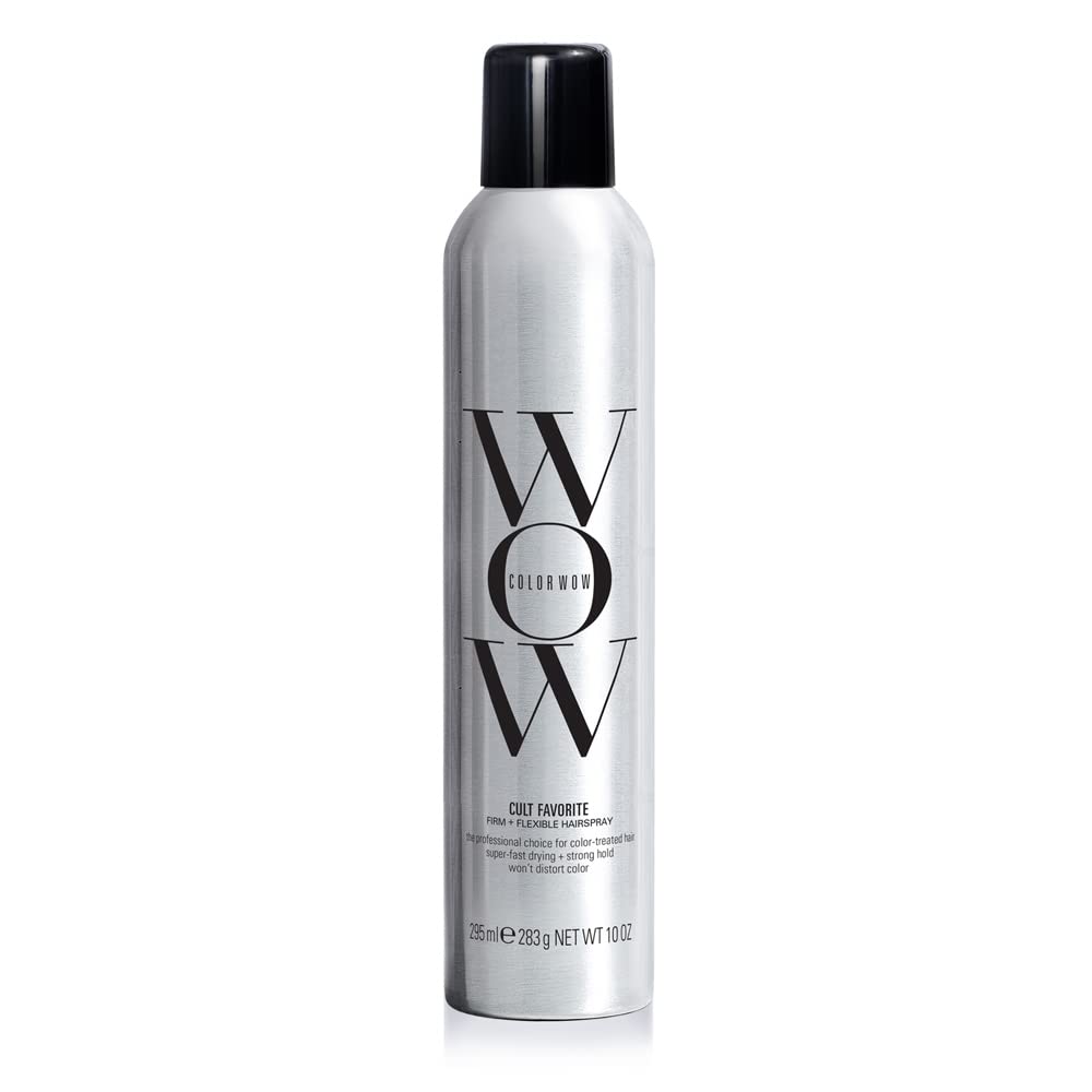 Light Gray COLOR WOW Cult Favorite Firm + Flexible Hairspray – Lightweight spray with all day hold | Humidity resistance | Heat + UV protection | non stiff, non sticky | Brushable | Non yellowing