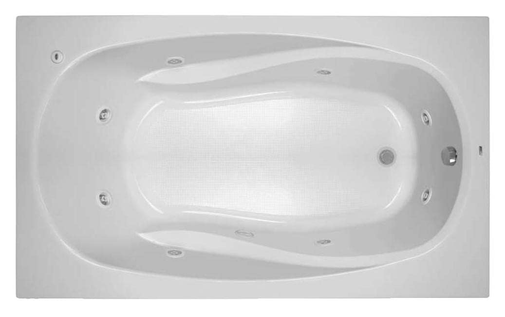 Gray PROFLO PFWPLUSA7242 Lansford 72" x 42" Whirlpool Bathtub with 8 Hydro Jets and EasyCare Acrylic - Drop In or Alcove Installation - White