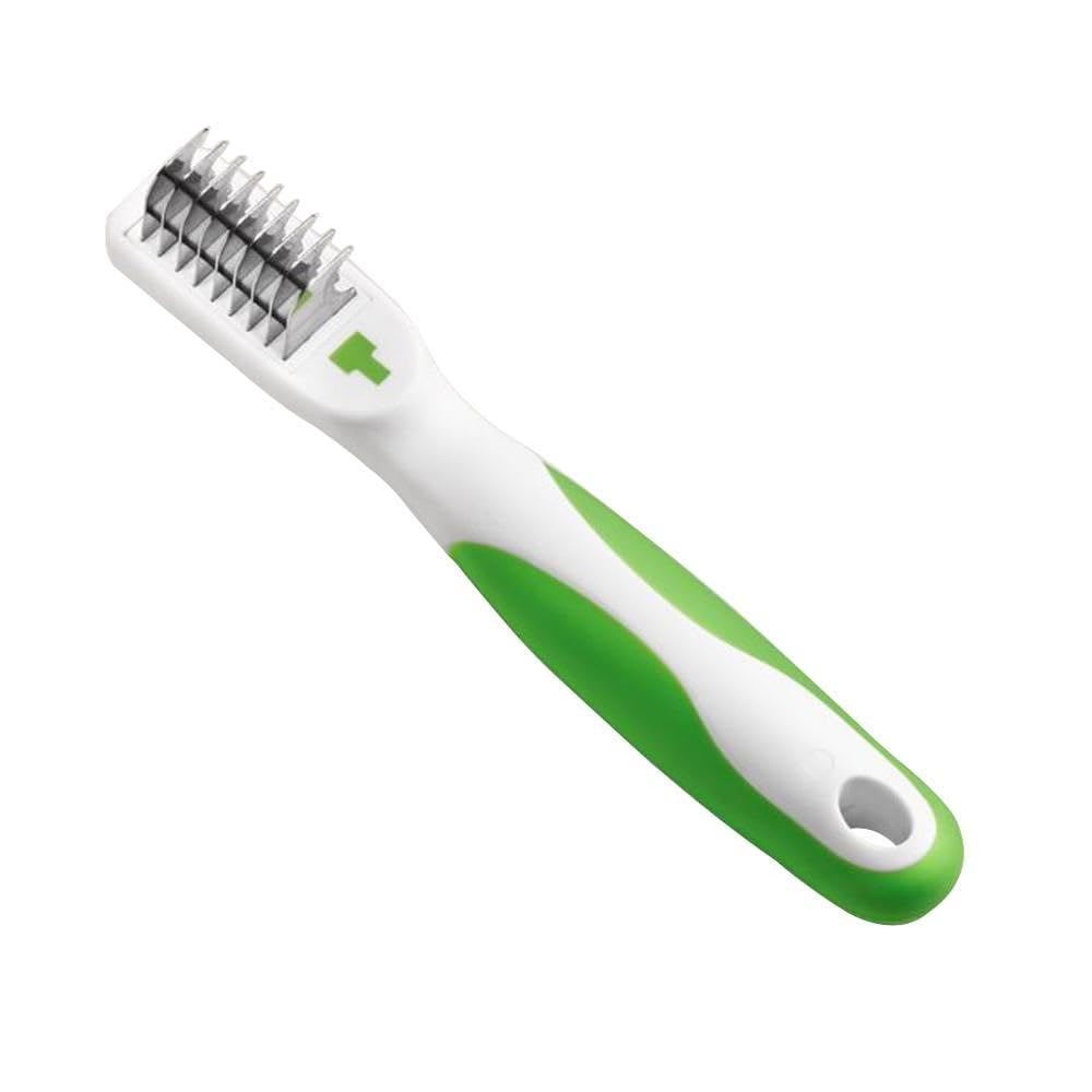 White Smoke Andis 66055 Dematting 9-Blade Tool - Reduces Shedding, Safe on Wet or Dry Hair - Removes Dead Hair & Eliminates Tangles - Anti-slip, Easy-Grip Handle & Suitable for Various Pets – Green