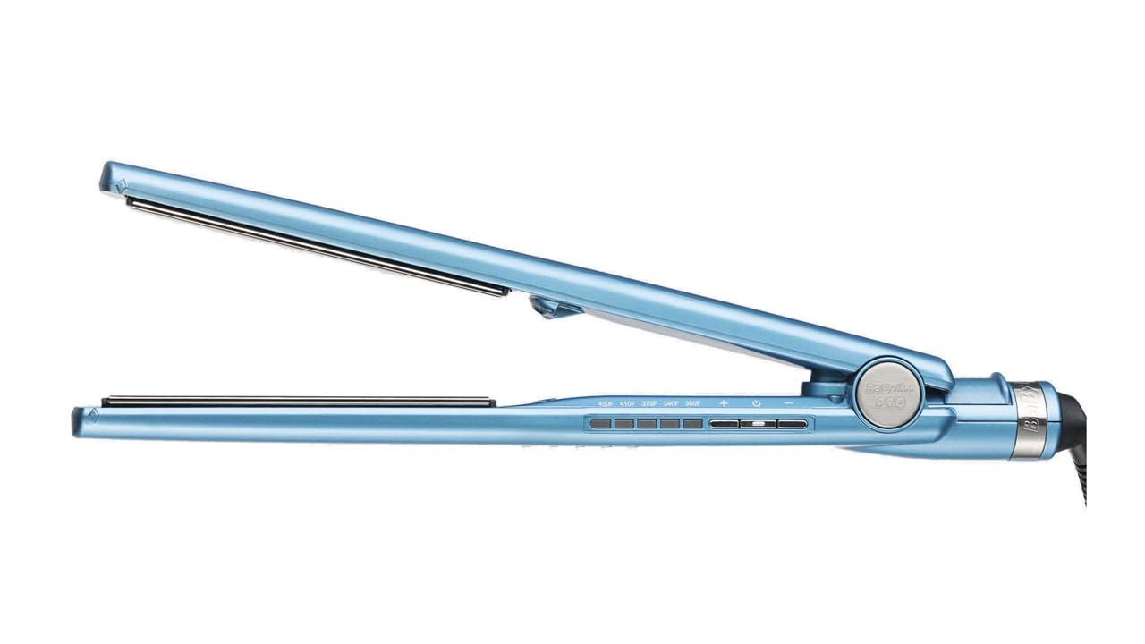 White Smoke BaBylissPRO Nano Titanium Ionic Flat Iron Hair Straightener, 1 1/2" Hair Straightener Iron for Smooth, Shiny, Frizz- Free Hair and All Hair Types