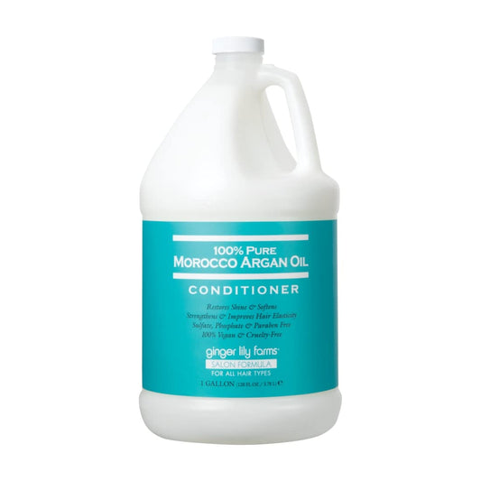 White Smoke Ginger Lily Farms Salon Formula 100% Pure Morocco Argan Oil Conditioner for All Hair Types, 100% Vegan & Cruelty-Free, 1 Gallon, 128 Fl Oz (Pack of 1) Refill
