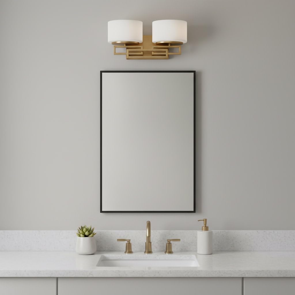 Gray Hinkley Lanza Contemporary Modern Two Light 120W G9 Bathroom Vanity Fixture, Brushed Bronze