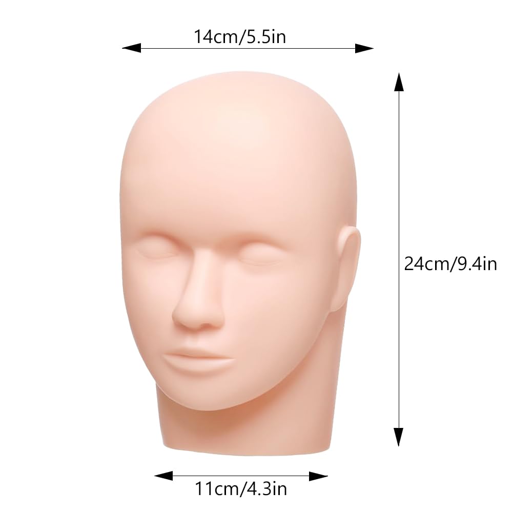 White Smoke Lwuey Lash Mannequin Head, Pro Training Mannequins Flat Head Soft Touch Silicone Practice Make Up Eyelash Extensions Massage Model Manikin Cosmetology Doll Face Head 2 Pack Skin Colour