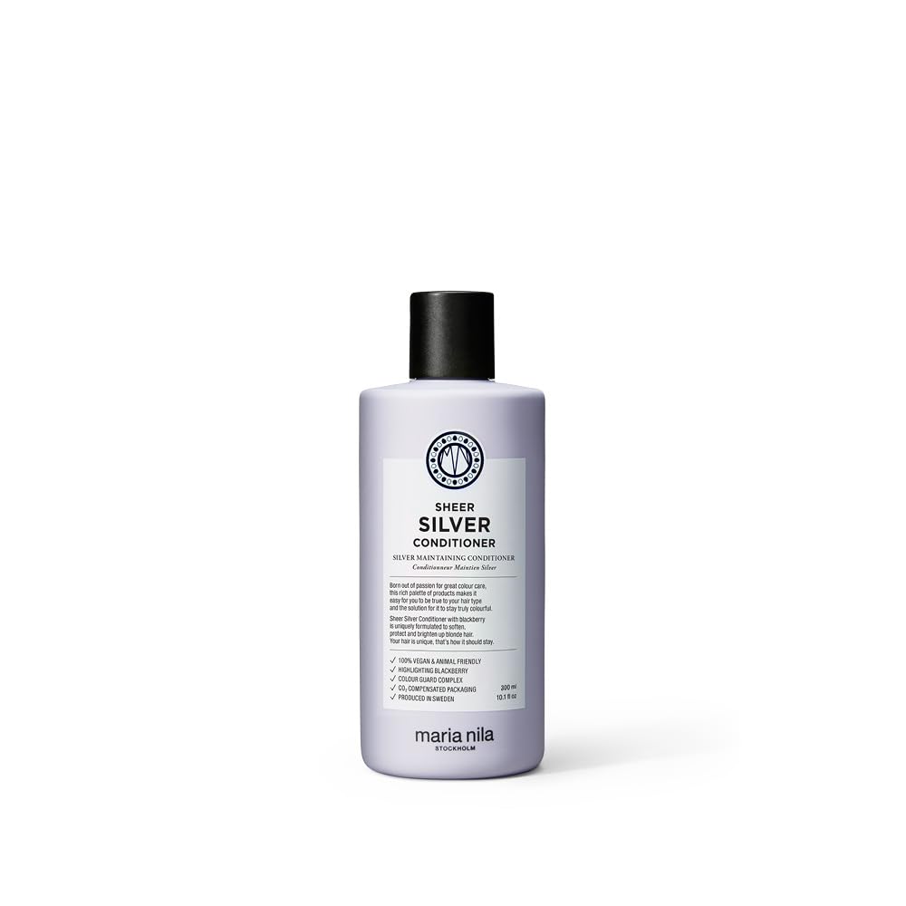 White Smoke Maria Nila Sheer Silver, Silver/Purple Conditioner, Neutralizes Brassy Yellow/Golden Shades in Blonde, White & Grey Hairs, Violet Pigments Gives Cool Tone, 10.1 Fl Oz