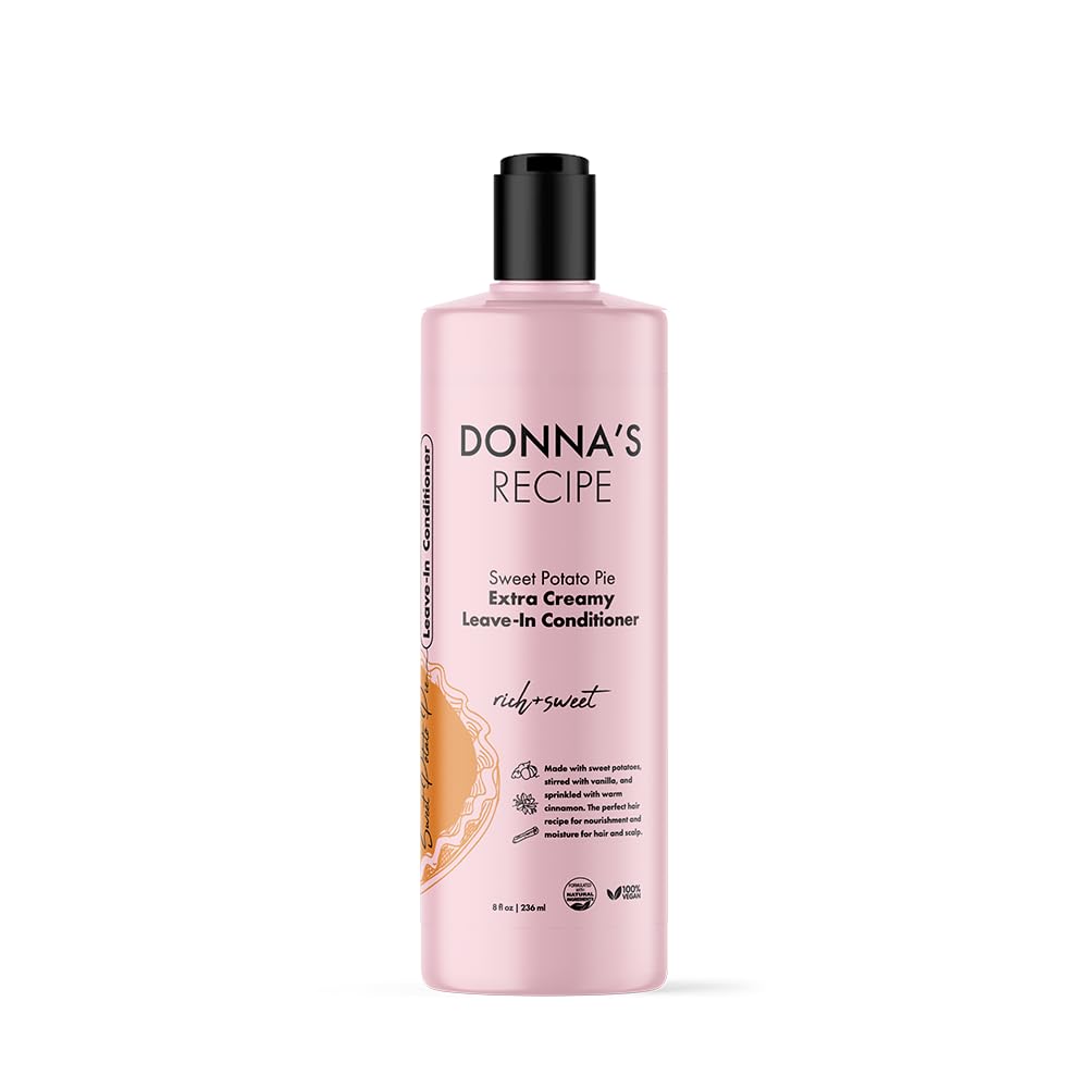 White Smoke Donna's Recipe by Tabitha Brown – Sweet Potato Pie Extra-Creamy Leave-In Conditioner – Deep Moisture & Curl Definition – Sulfate-Free – 8 oz