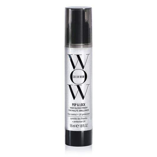Gray COLOR WOW Pop + Lock High Gloss Finish – Frizz Control Serum | Prevent Color Fade, Seal Split Ends, and Add Gloss | Get Silky, Shiny Hair!