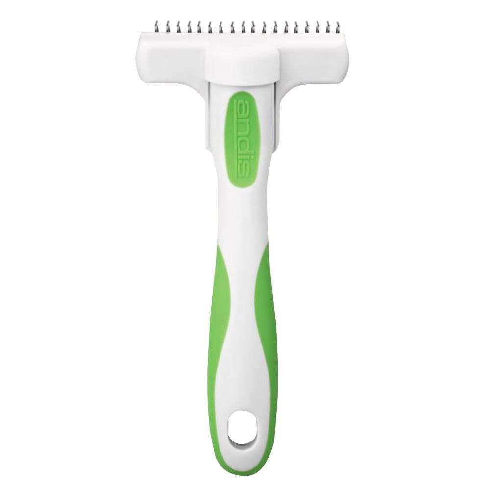 White Smoke Andis 65760 Deshedding Tool for Cats & Dogs - Reduces Shedding up to 90% - Quick & Clean Grooming - Skin-Friendly Dematting brush with Non-Slip Rubber Handles