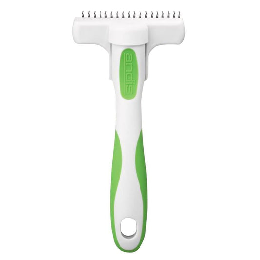 White Smoke Andis 65760 Deshedding Tool for Cats & Dogs - Reduces Shedding up to 90% - Quick & Clean Grooming - Skin-Friendly Dematting brush with Non-Slip Rubber Handles