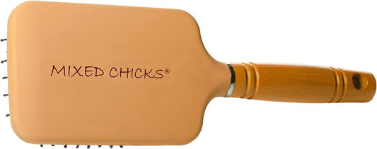 White Smoke Mixed Chicks Paddle Brush with Hardened Plastic and Wood Handle