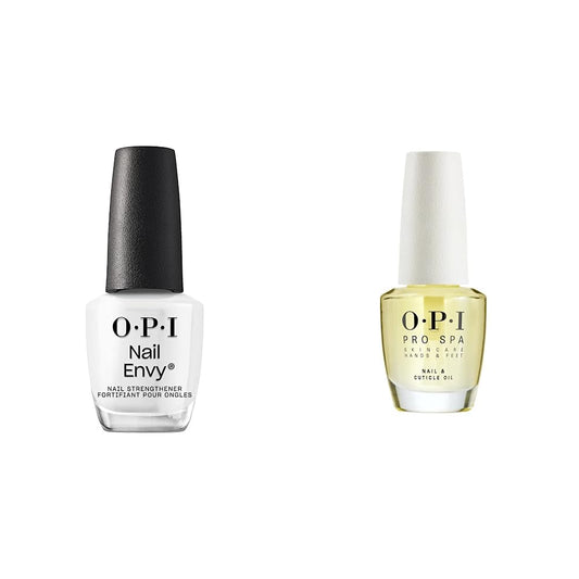 White Smoke OPI Nail Envy, Nail Strengthening Treatment, Stronger Nails in 1 Week, Vegan Formula, 0.5 fl oz and OPI ProSpa Nail and Cuticle Oil, 0.5 fl oz