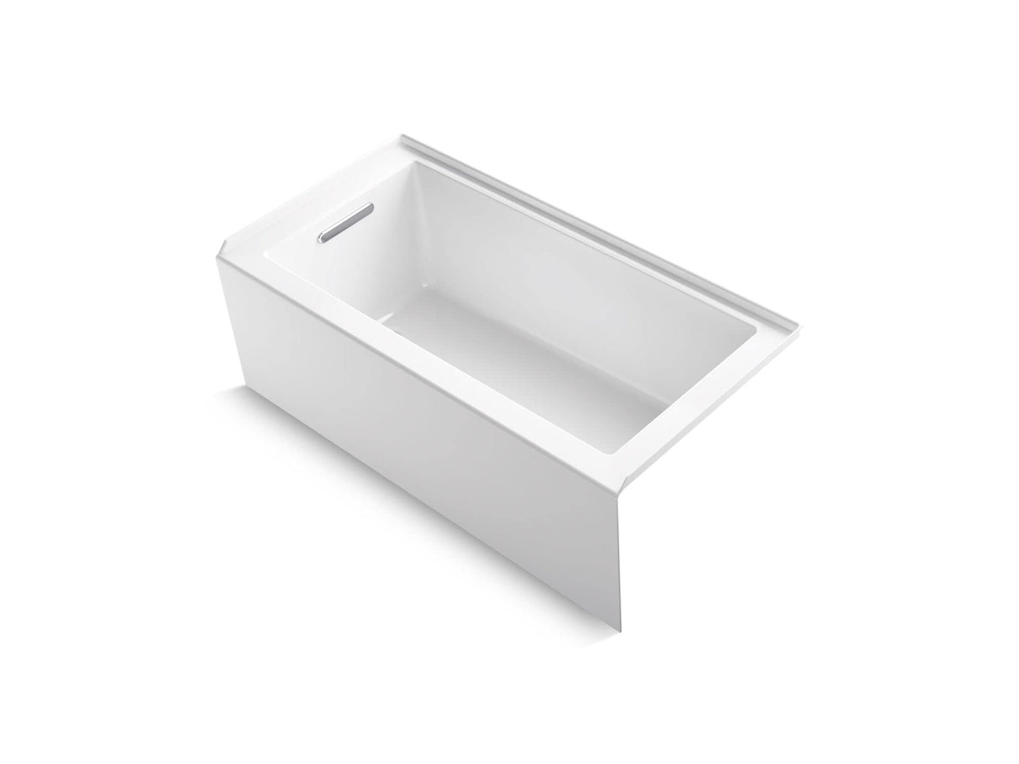 White Smoke Kohler 20201-LA-0 Underscore® 60" x 30" alcove bath with integral apron, integral flange, and left-hand drain, White