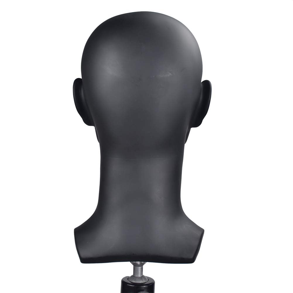 White Smoke Ba Sha PVC Mannequin Head Black Male Manikin Dummy Stand Model Display Hat Scarf Wigs Hair Glasses Hat Beauty Styling Tool with Mount Hole