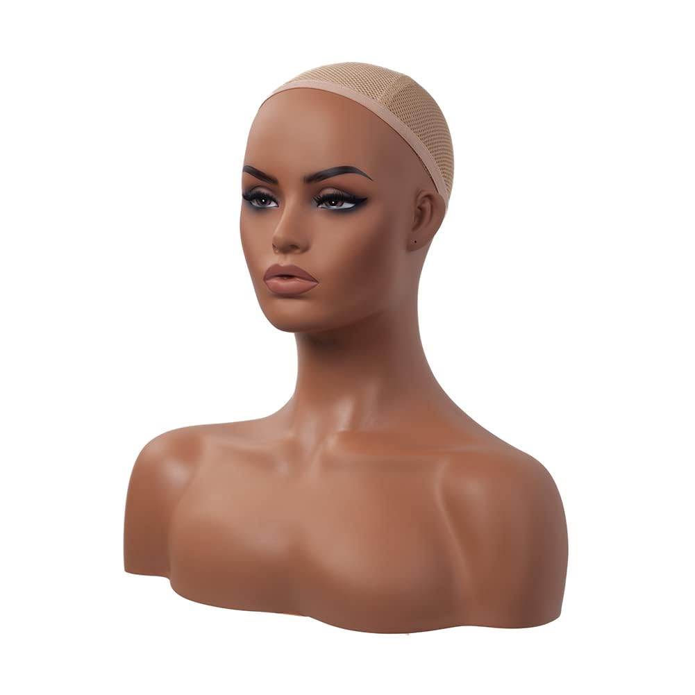 White Smoke J&F CO. Realistic Europe and America Female Mannequin Head with Shoulder Display Manikin Heads Bust for Wigs,Makeup,Beauty Accessories