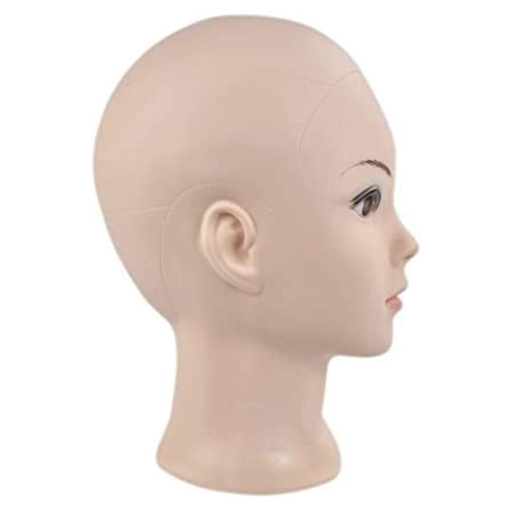 White Smoke Ba Sha Bald Mannequin Head Beige Female Professional Cosmetology Manikin Doll head for Wigs Making Wig Display Hat Display Glasses Display with Free Clamp