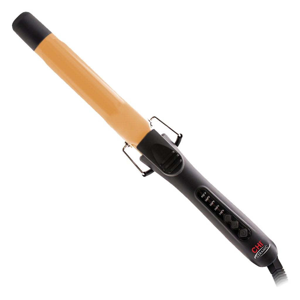 White Smoke CHI Tourmaline Ceramic Curling Iron, Adjustable Temperature, Professional Tourmaline Hair Curler with Auto Shut-Off for Smooth, Frizz-Free Curls & Waves, 1″ Barrel