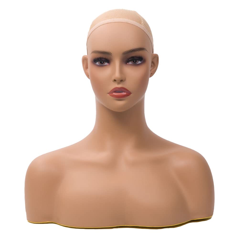 White Smoke JINGFA Mannequin Head with Shoulder Display Manikin Head Bust for Wigs,Makeup,Beauty Accessories