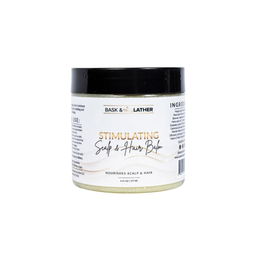 White Smoke Bask & Lather Stimulating Scalp and Hair Balm for Hair Growth, Mango & Shea Butter, Nourishing Jojoba Oil, Peppermint & Rosemary Oil, Vitamin E, Scalp Care, Hair Care, Moisture, Shine & Strength, 6 oz
