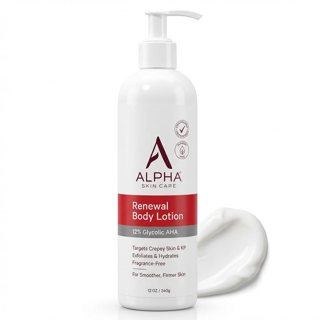 White Smoke Alpha Skin Care Revitalizing Body Lotion, 12% Glycolic AHA, Simple & Effective Daily Moisturizer with Alpha Hydroxy Acid, Hydrates & Exfoliates for Soft, Smooth Skin, Anti-Aging, 12 Oz