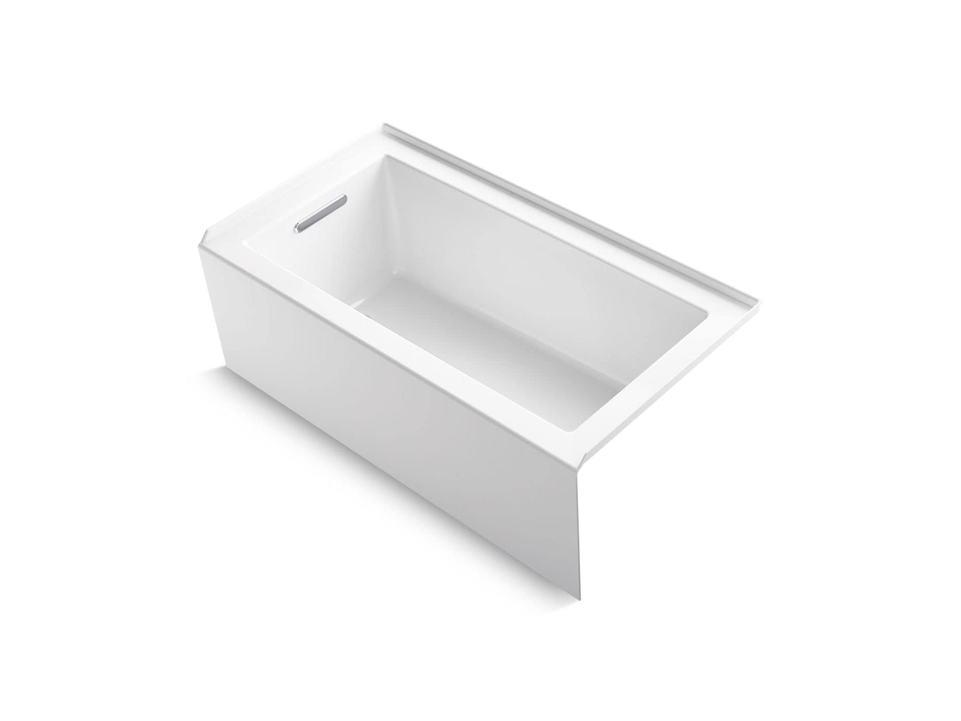 White Smoke Kohler K-20202-LA Underscore 60" Soaking Bathtub for Three Wall Alcove Installation with Left Drain and 68 Gallon Water Capacity - White