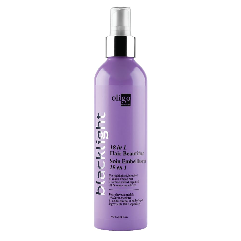 White Smoke Oligo Professionnel - Blacklight 18-in-1 Hair Beautifier for blondes - Vegan - Paraben free - Anti Frizz - Heat Protectant Leave-in Conditioner - Argan Oil - Detangling Hydrating Spray - 8.5oz