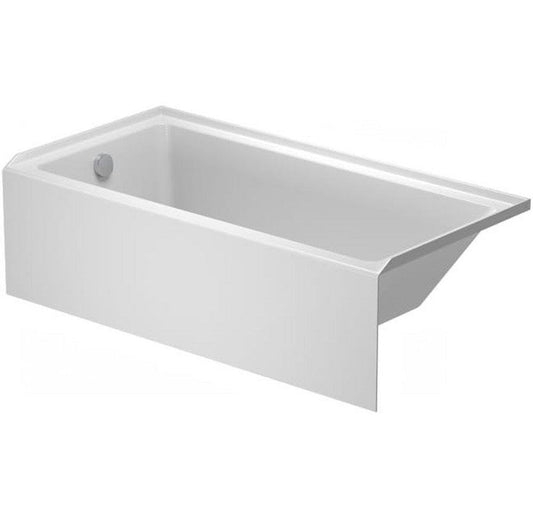 White Smoke Duravit No.1 60" Three Wall Alcove Acrylic Soaking Tub with Left Drain and Overflow