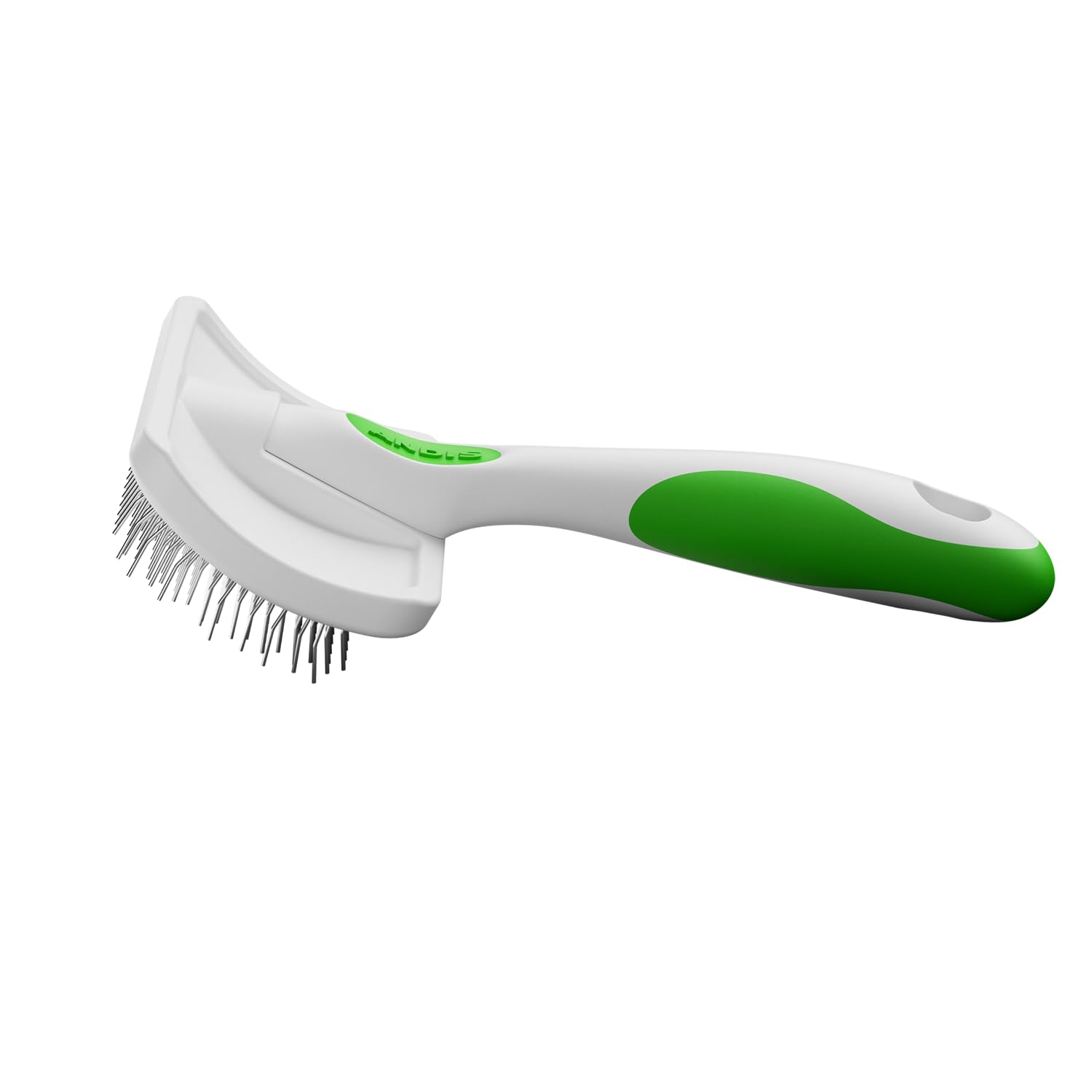 White Smoke Andis 68565 Stainless-Steel Slicker Brush for Dogs and Cats - Durable and Lightweight Grooming Tool for All Breeds and Fur Lengths, Reduces Shedding and Promotes Hair Growth - Medium, Green